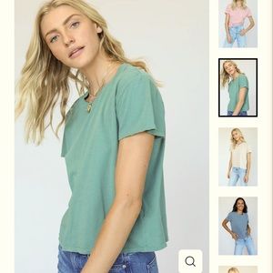 2 Perfect White Tee shirts new - GREEN Haley and GREY sleeveless Alanis t-shirts